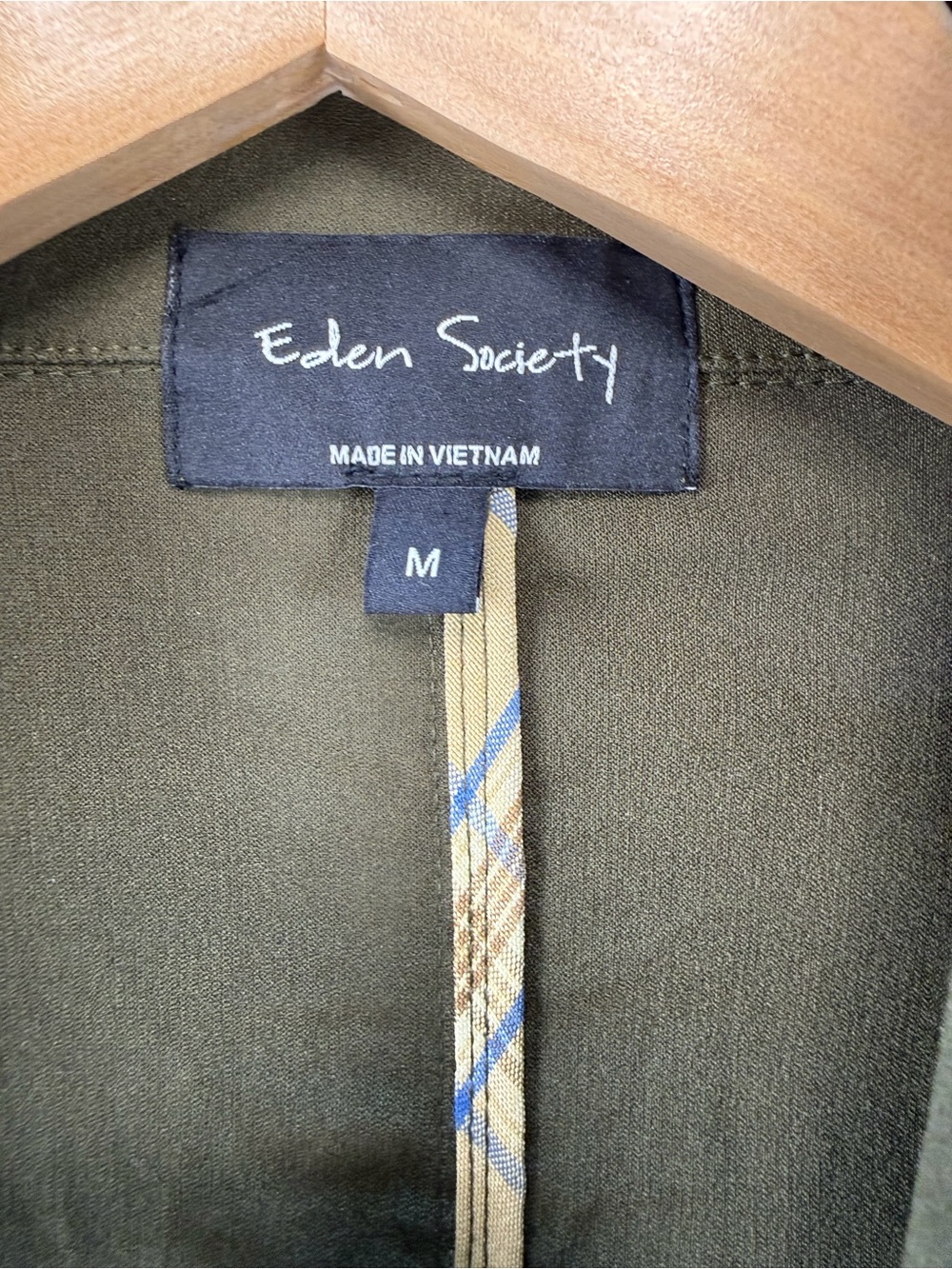 Eden Society Olive Green Military Utility Jacket M Drawstring Waist - Picture 4 of 13